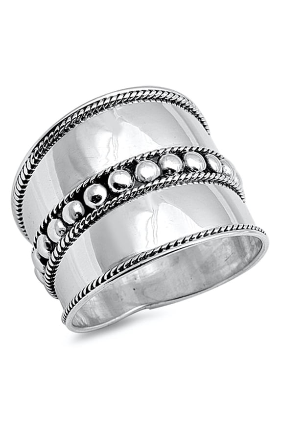Bali Ball Bead Rope Link Ring .925 Sterling Silver Band Jewelry Female Male Unisex Size 5