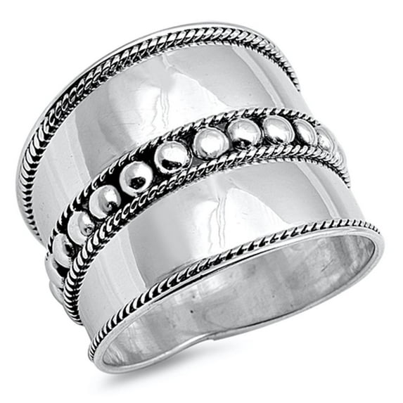 Bali Ball Bead Rope Link Ring .925 Sterling Silver Band Jewelry Female Male Unisex Size 9