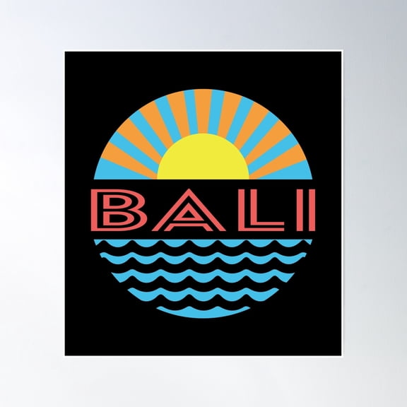 Bali Beach - Sun And Waves Poster Wall Art, Modern Wall Decor, 8x12 UNFRAMED