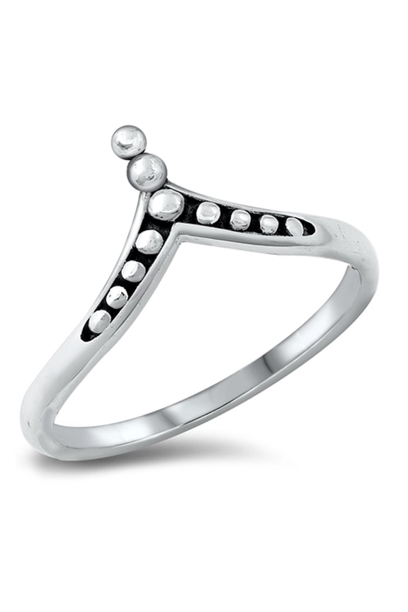 Bali Bead Chevron Ring .925 Sterling Silver Band Jewelry Female Male Unisex Size 8