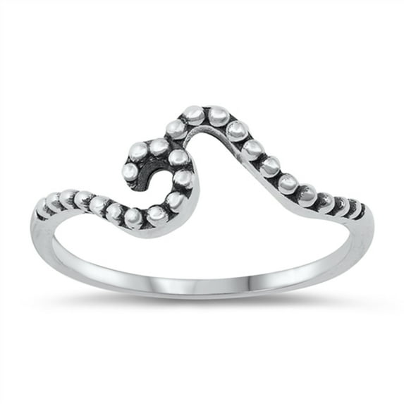 Bali Bead Ocean Wave Ring .925 Sterling Silver Band Jewelry Female Male Unisex Size 8