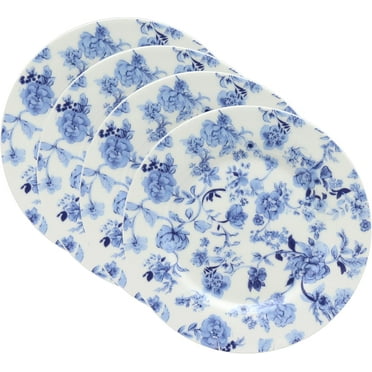 Bali Blue Floral Dessert / Salad Plate 7.5-Inch (Set of 4)