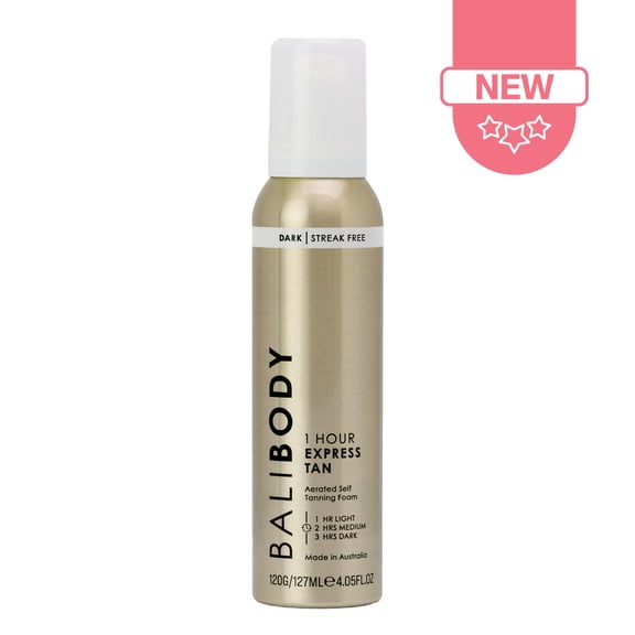 Bali Body Aerated Sunless Self Tanner Foam 1 Hour Express Tan Dark, 4.05 fl.oz