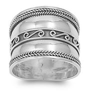 Wide Weave Eternity Rope Criss Cross Knot Ring Sterling Silver Band 925 ...