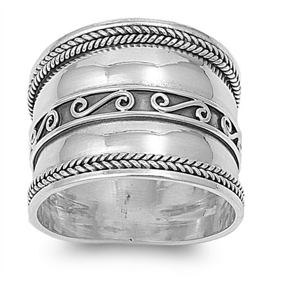 Bali Braid Swirl Wide Thumb Ring .925 Sterling Silver Band Jewelry Female Male Unisex Size 12