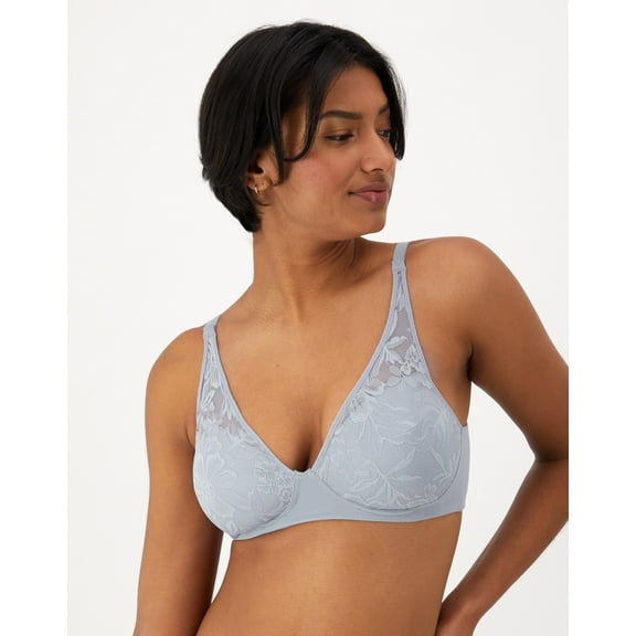 Bali Women's Breathe Modal T-Shirt, Breathable Wireless, Full-Coverage Convertible Bra, Silver Satin