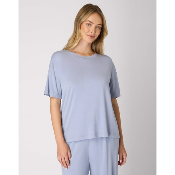 Bali Breathe Sleepwear Short Sleeve T-Shirt Silver Satin XL Women's