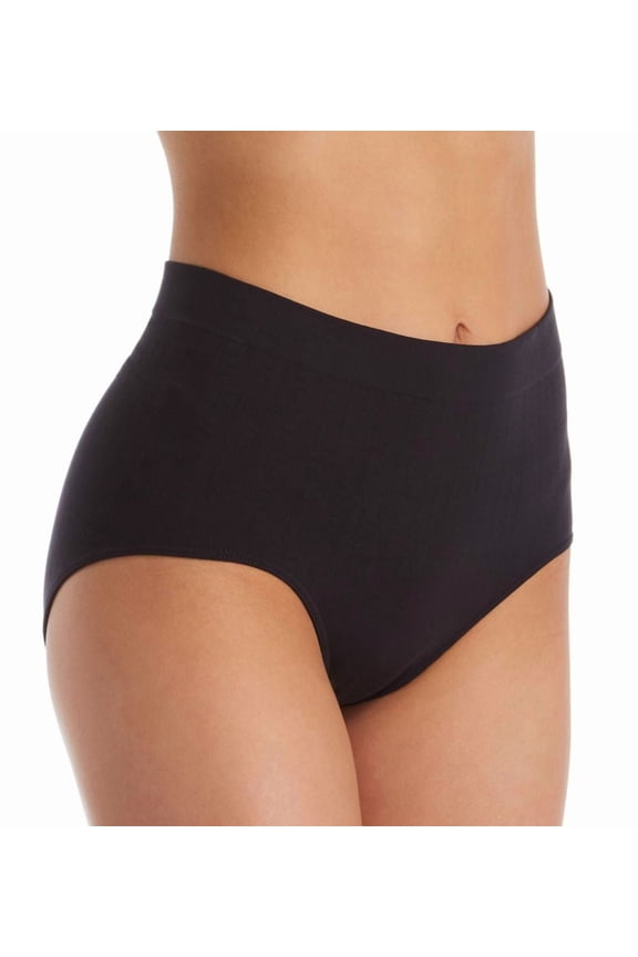 Women's Bali 2361 One Smooth U All-Around Smoothing Brief Panty (Black Pointelle 7)
