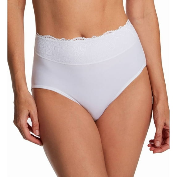 Women's Bali DFPC61 Passion For Comfort Brief Panty (White w/ Lace 8)