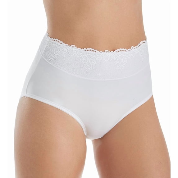 Women's Bali DFPC61 Passion For Comfort Brief Panty (White w/ Lace 7)