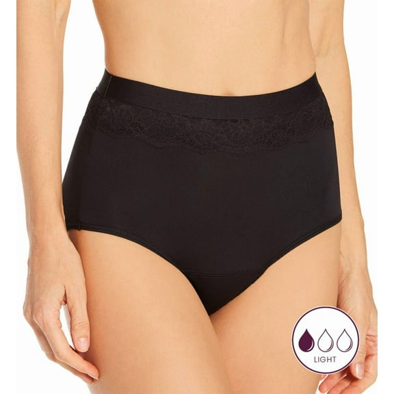 Women's Bali DFLLB1 Beautifully Confident Light Leak Protection Panty (Black 9)