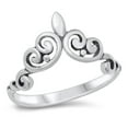 thumbnail image 1 of Bali Chevron Heart Abstract Crown Ring .925 Sterling Silver Band Jewelry Female Male Unisex Size 8, 1 of 4