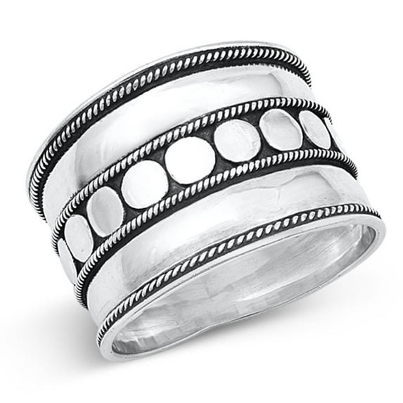 Bali Chunk Cocktail Ring .925 Sterling Silver Band Jewelry Female Male Unisex Size 8