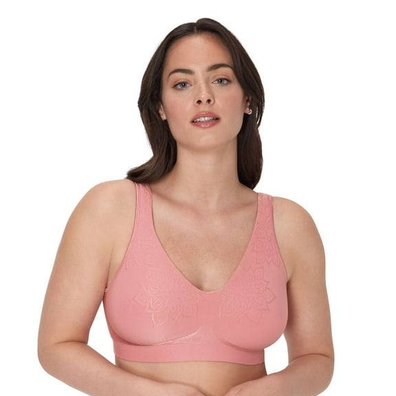 Bali Comfort Revolution ComfortFlex Fit Full-Coverage Wireless Bra DF3484 Color: Rose Tea Floral Size: LARGE