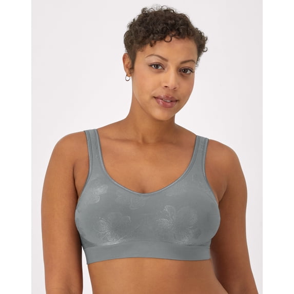 Bali Comfort Revolution ComfortFlex Fit Shaping Wireless Bra Granite Blue Grey Tropic L