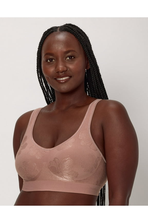 Comfort Revolution ComfortFlex Fit Shaping Wireless Bra Smokey Purple Mauve Tropic S