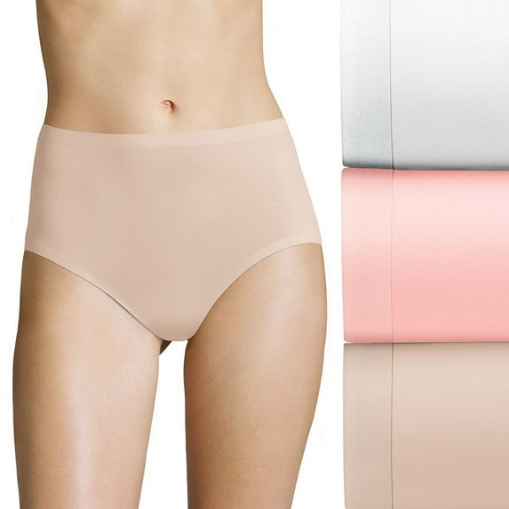 Bali Womens Comfort Revolution EasyLite Brief 3-Pack, 9, White/Sandshell/Nude