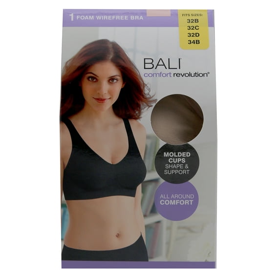 Bali Comfort Revolution Foam Wirefree Bra Molded Cups Shapes , All Around Comfort Flex Fit - XS Nude
