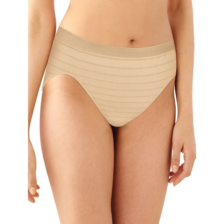 Bali Women's Microfiber Brief Panty, Soft Taupe Stripe, 6/7 