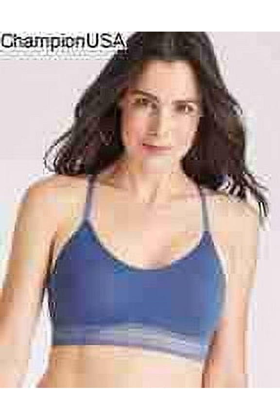 Comfort Revolution Longline Wirefree Bralette with Lace | Blue | Womens Size Small