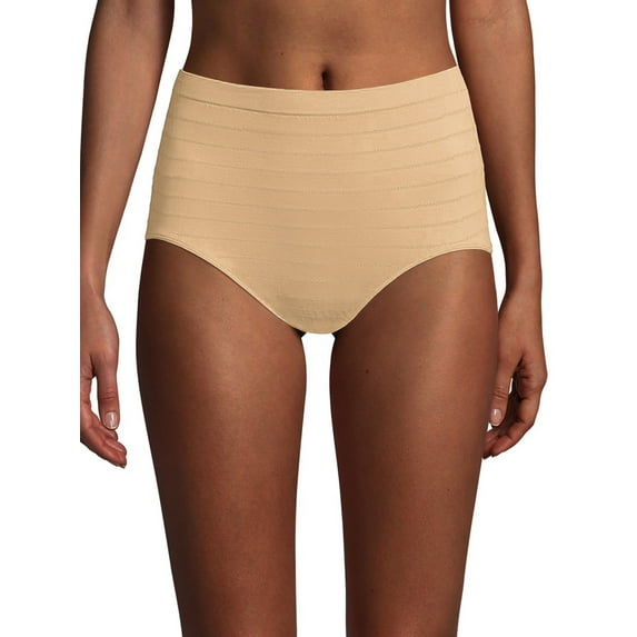 Bali Comfort Revolution Microfiber Brief, 3-Pack In the Navy/Hush Pink/Soft Taupe Stripe 6/7 Women's