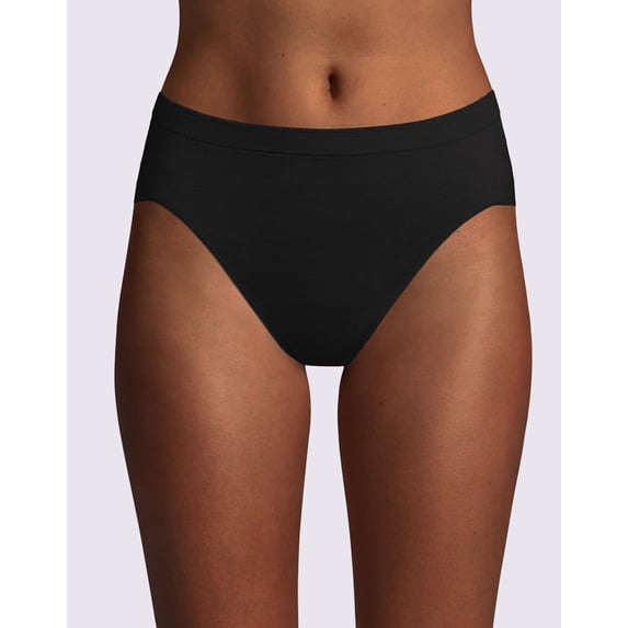 Bali Comfort Revolution Microfiber Hi-Cut Panty, 3-Pack Black/Black/Black 10/11 Women's