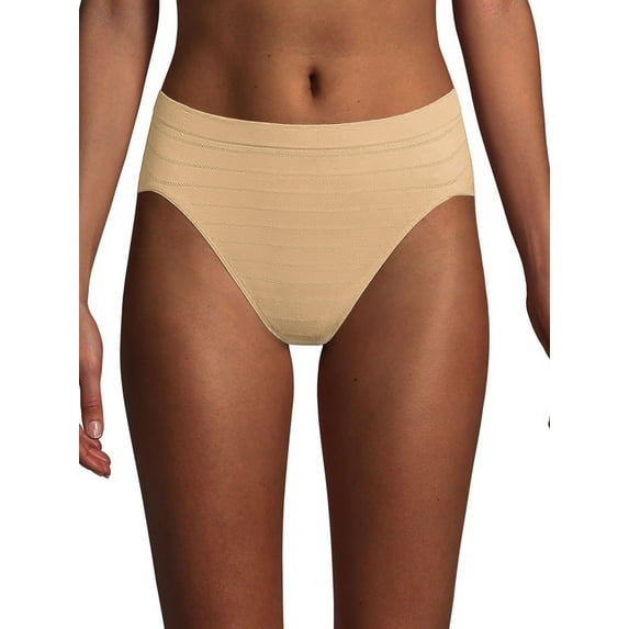 Bali Comfort Revolution Microfiber Hi-Cut Panty, 3-Pack In the Navy/Hush Pink/Soft Taupe Stripe 6/7 Women's