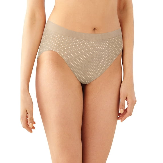 Bali Comfort Revolution Microfiber Hi-Cut Panty, 3-Pack Nude/Light Beige/Nude w/White Dot 8/9 Women's