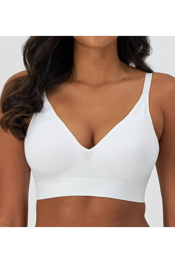 Women's Bali DF3380 Comfort Revolution Modern Seamless Wirefree Bra (White M)