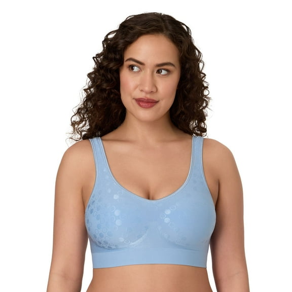 Bali Comfort Revolution Shaping Wireless Bra DF3488 Color: Upstate Blue Dot Size: XX LARGE