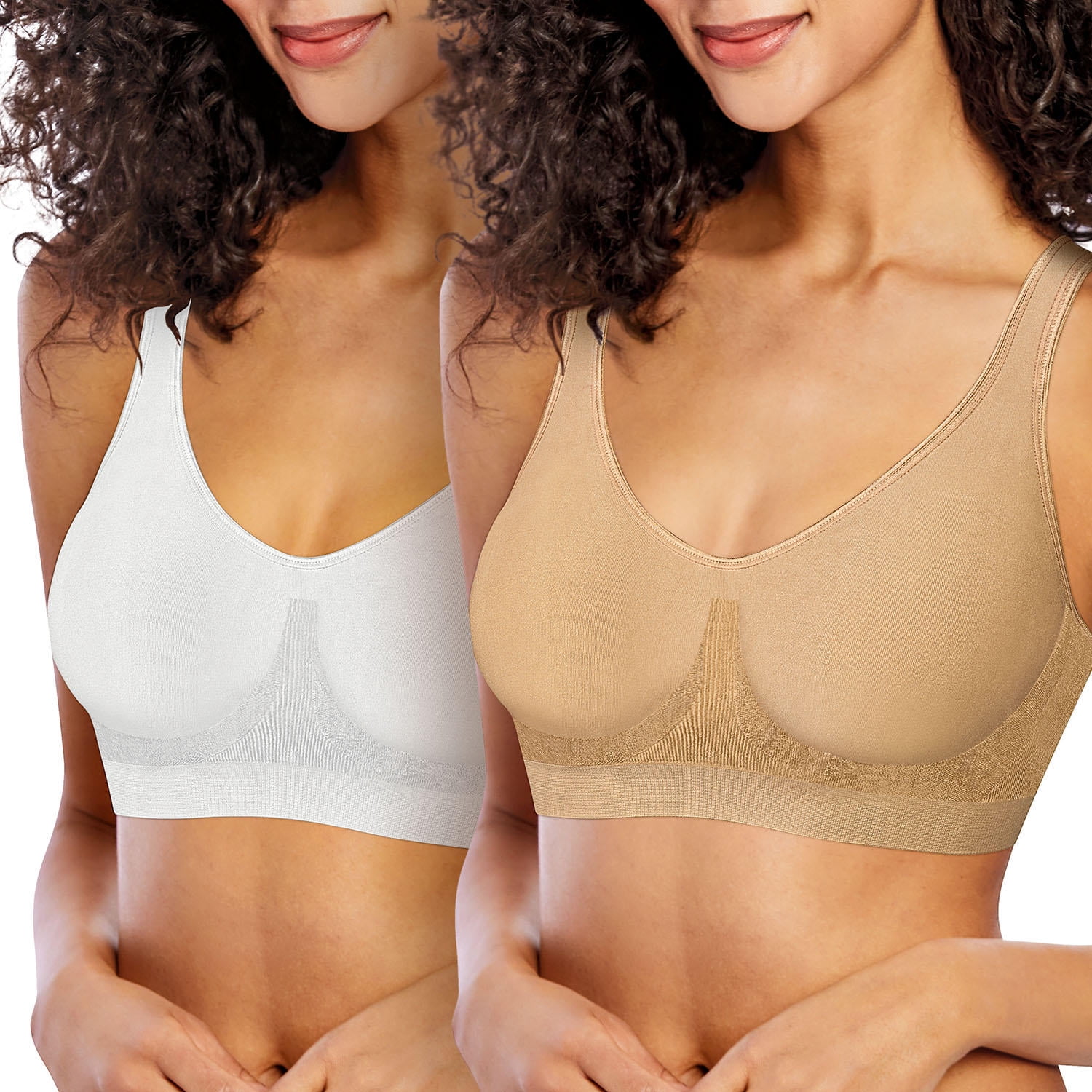 Bali Comfort Revolution Seamless Bra - Targeted All Around Support 2 Pack  (Medium, White-Black) : : Clothing, Shoes & Accessories