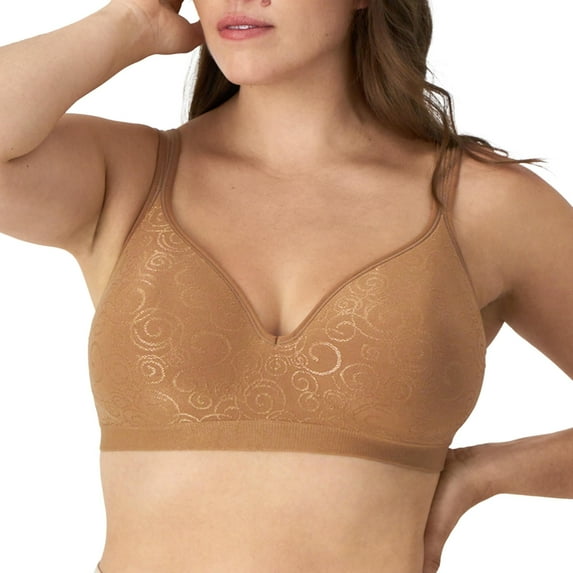 Women's Bali 3463 Comfort Revolution Wirefree Bra (Cinnamon Butter Swirl 34D)
