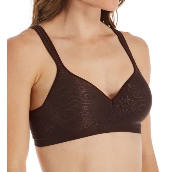 Women's Bali 3463 Comfort Revolution Wirefree Bra (Warm Cocoa Brown Swirl 42D)