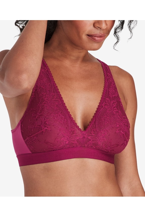 Comfort Revolutionize Wireless Plunge Bralette Deep Cerise Large Womens