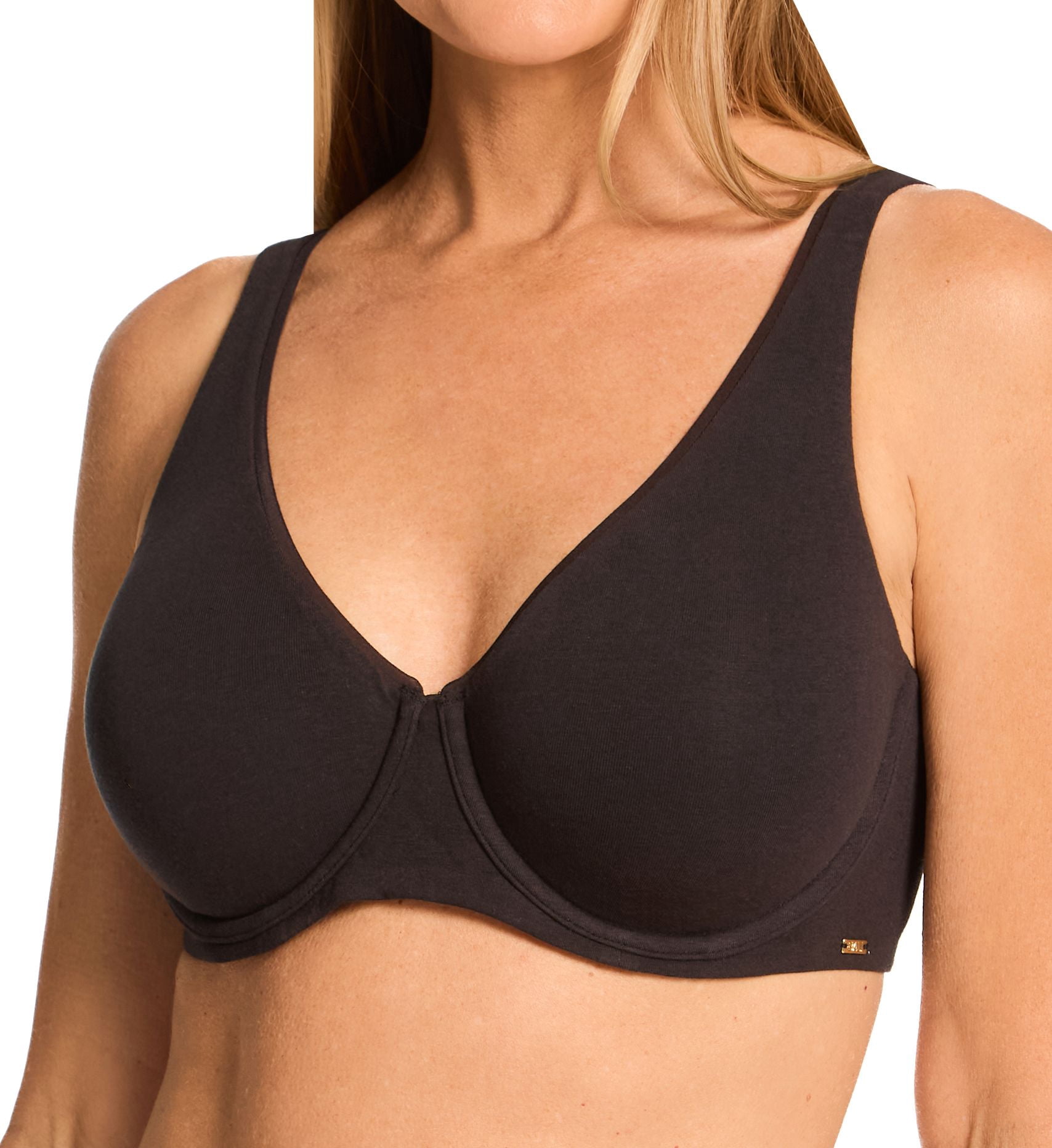 Women's Bali DF8131 Cotton Collection 2-Ply Underwire Bra (Black 34DD)