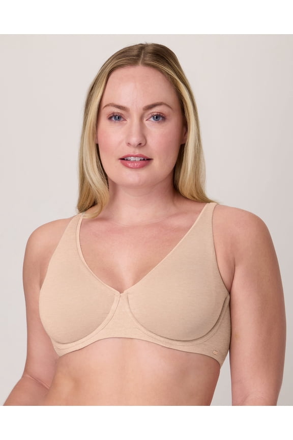 Cotton Collection Underwire Bra, Moisture-Wicking, Convertible Tropical Sands Heather 36C