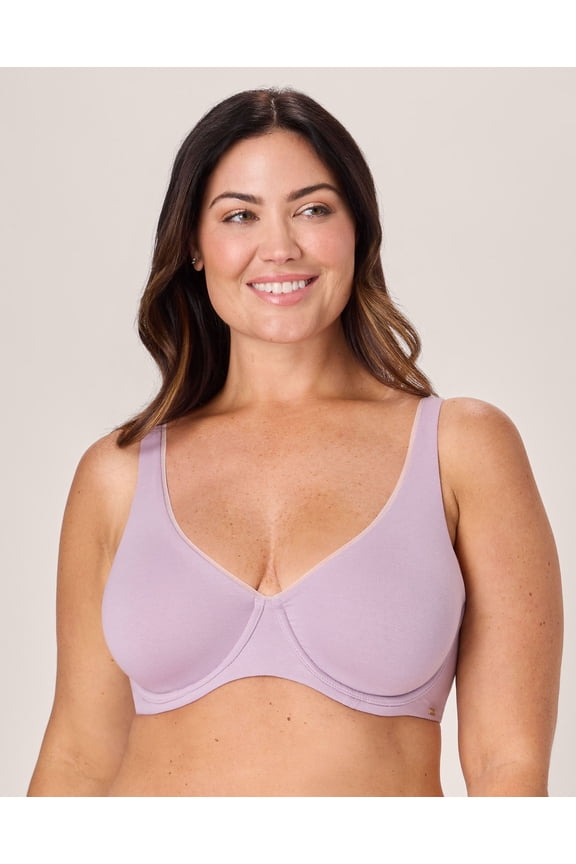 Cotton Collection Underwire Bra, Moisture-Wicking, Convertible Purple Mauve 40DD