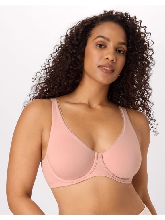 Cotton Collection Underwire Bra, Moisture-Wicking, Convertible Sheer Pale Pink 38C
