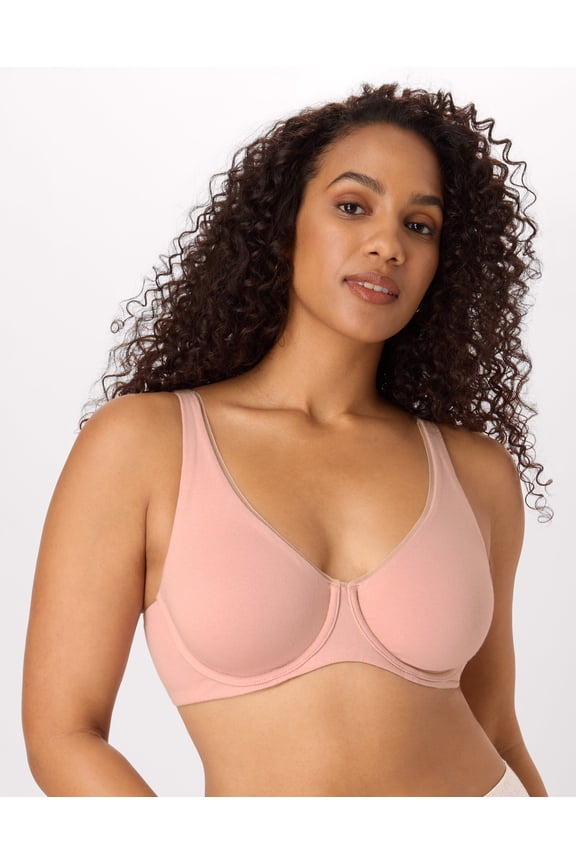 Cotton Collection Underwire Bra, Moisture-Wicking, Convertible Sheer Pale Pink 40DD