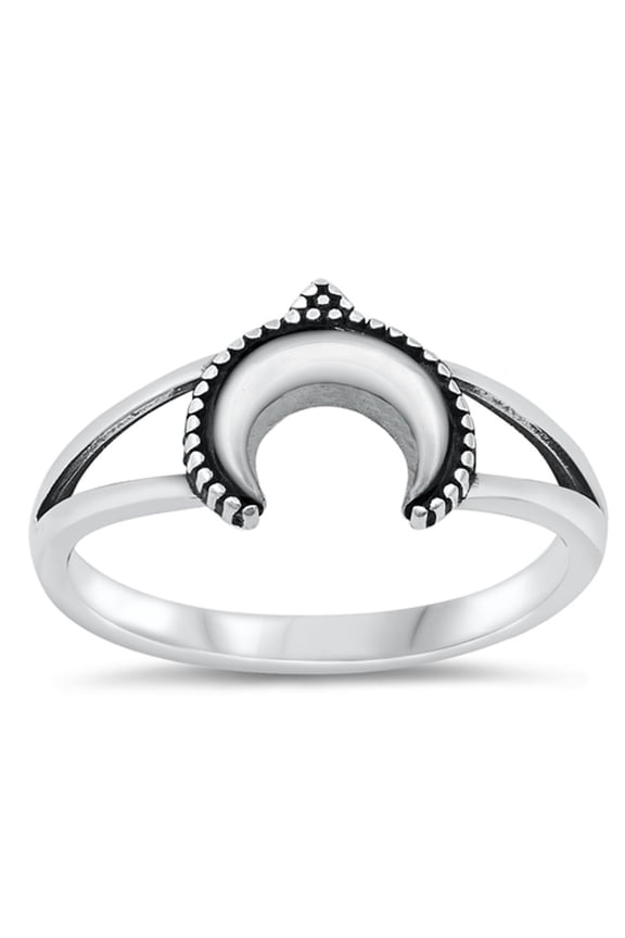 Bali Crescent Moon Night Promise Ring .925 Sterling Silver Band Jewelry Female Male Unisex Size 7