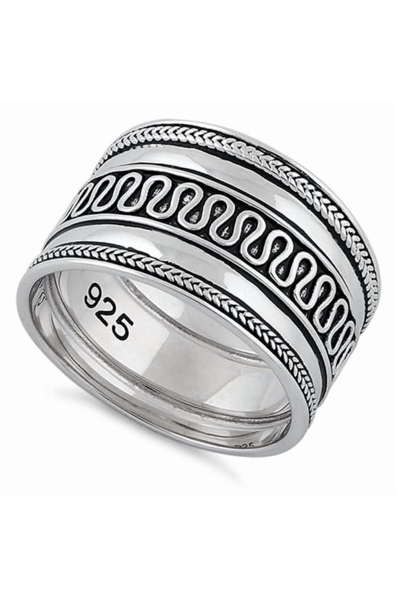 Bali Design Handmade Ring Solid 925 Sterling Silver Thumb Band for Men Women