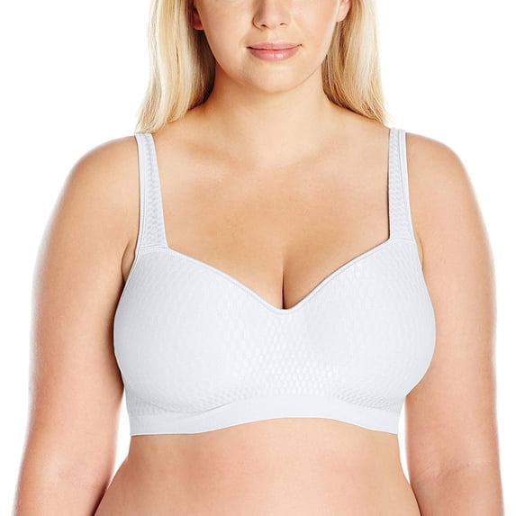 Bali Designs Women's Comfort Revolution Wirefree with Lift Swiss Dot, White, 38D