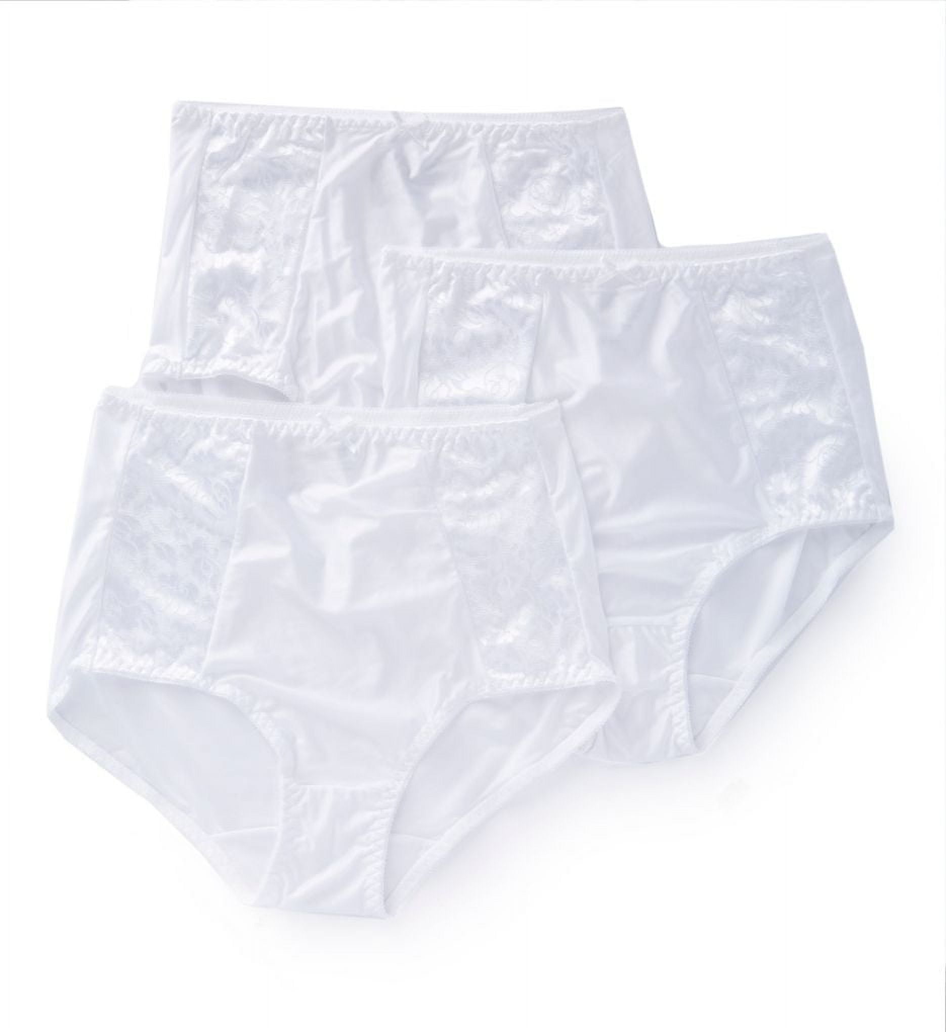 White High-Waisted Floral Lace Nylon Spandex Briefs, 3-Pack