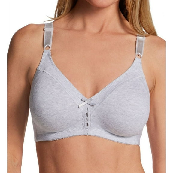 Women's Bali 3036 Double Support Cool Comfort Cotton Wirefree Bra (Heather Grey 40B)