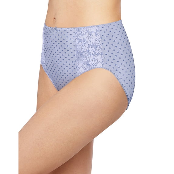 Bali Double Support Hi-Cut Panty, 3-Pack White/In The Navy/Lavender Moon Diamonds 6 Women's