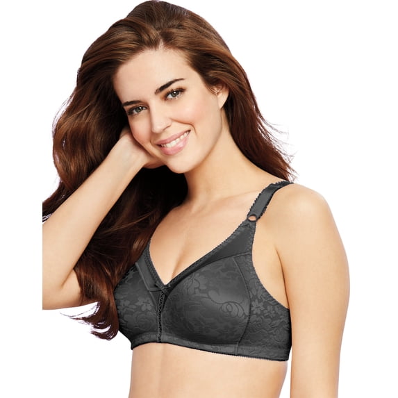 Women's Bali 3372 Double Support Lace Wirefree Spa Closure Bra (Black 36D)