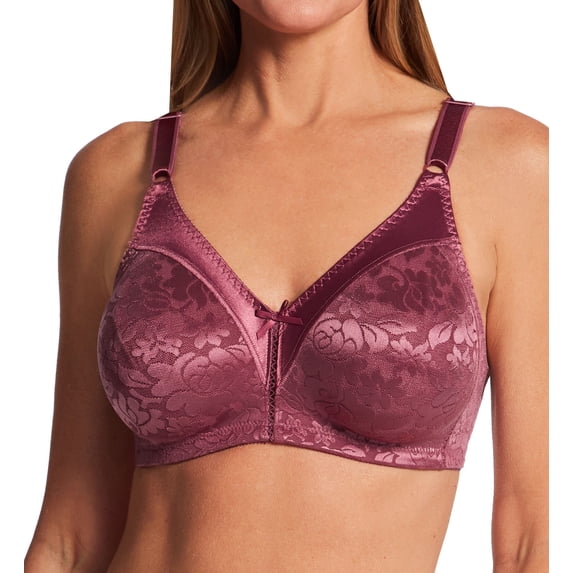 Women's Bali 3372 Double Support Lace Wirefree Spa Closure Bra (Rustic Berry Red 38D)