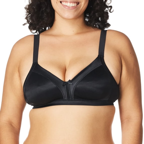 Women's Bali DF0044 Double Support Soft Touch Wirefree Bra (Black 34D)