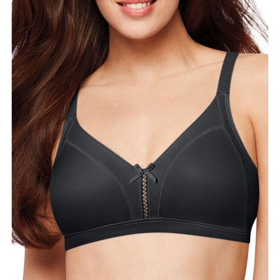 Women's Bali DF0044 Double Support Soft Touch Wirefree Bra (Black 42D)