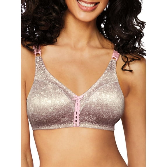 Women's Bali 3820 Double Support Cool Comfort Wirefree Bra (pink chic lace print 42C)